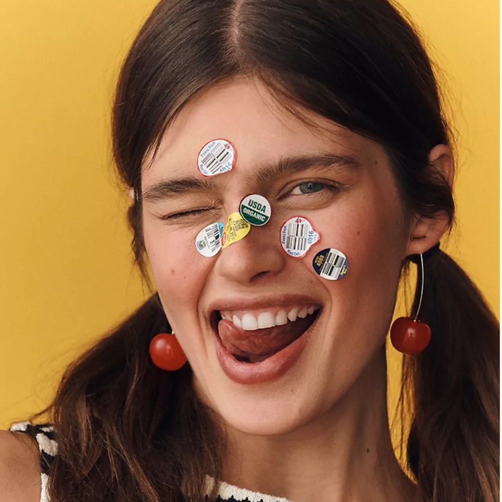 Anthropologie Ripe Cherry Drop Gold Wire Lightweight Whimsy Fruit Earrings NEW